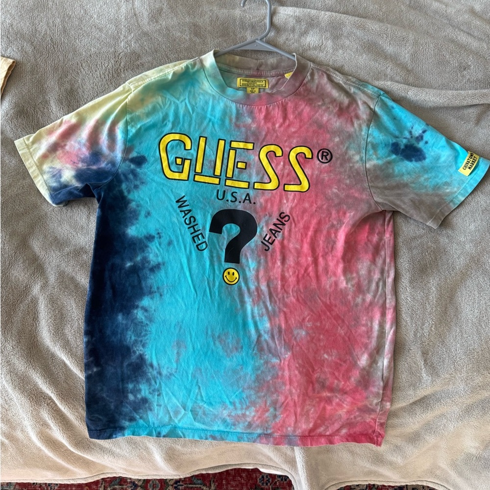 GUESS X CHINATOWN MARKET SMILEY TIE DYE VINTAGE GRAPHIC TEE SHIRT MEN’S SMALL